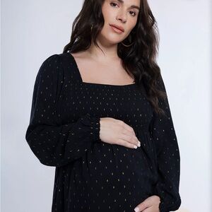 NWT Motherhood Long Sleeve Smocked Empire Waist Dress